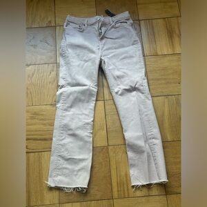 Zara Raw Hem Straight Leg Jean - Baby Pink